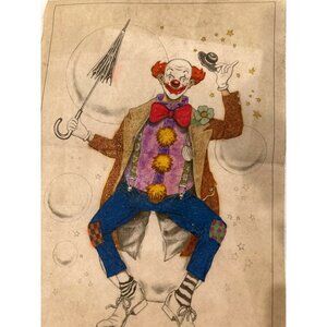 Vintage 1989 Tri-Chem Clown & Bubbles Fabric Painting Chart 7236 Glitter Accents